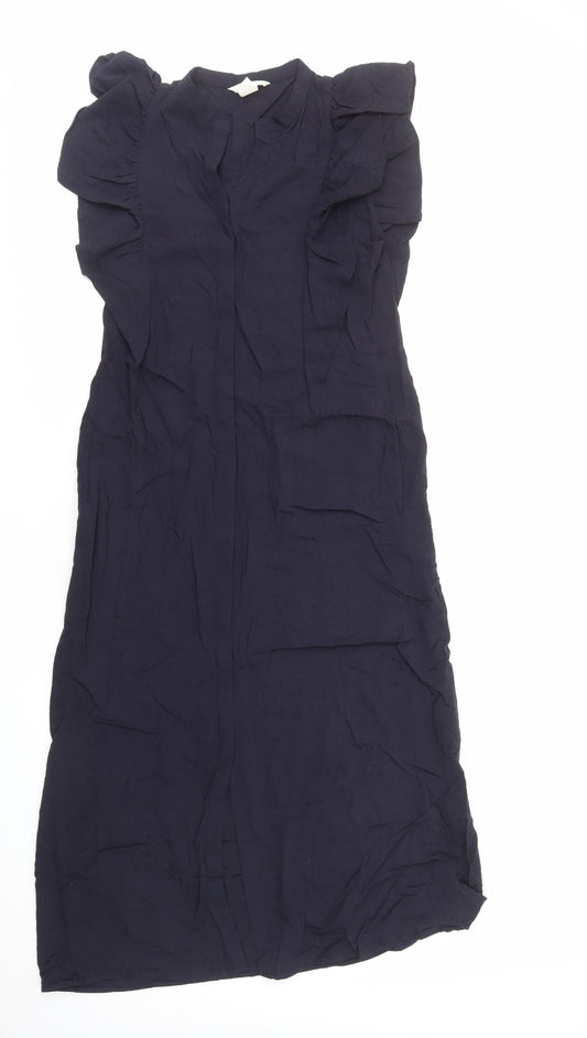 H&M Womens Blue Viscose A-Line Size 8 V-Neck Pullover