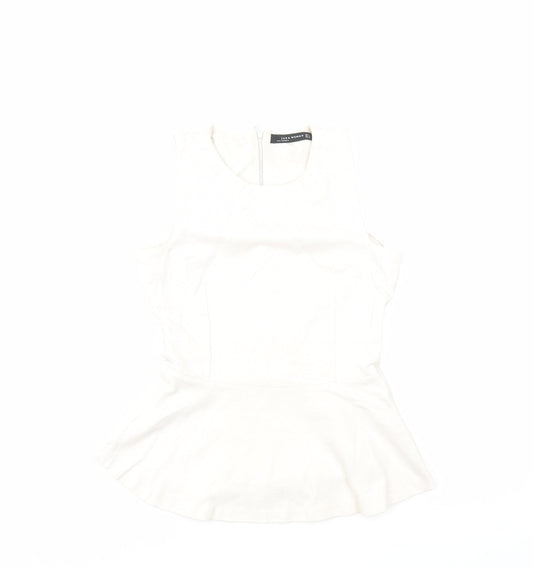 Womens UK Size S Zara Beige Basic Tank