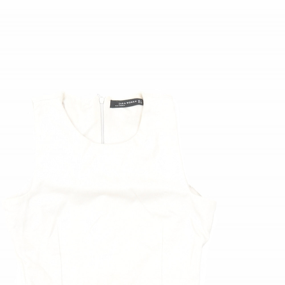 Womens UK Size S Zara Beige Basic Tank