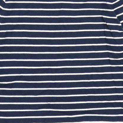 Eldys Womens Blue Boat Neck Striped Cotton Pullover Jumper Size M