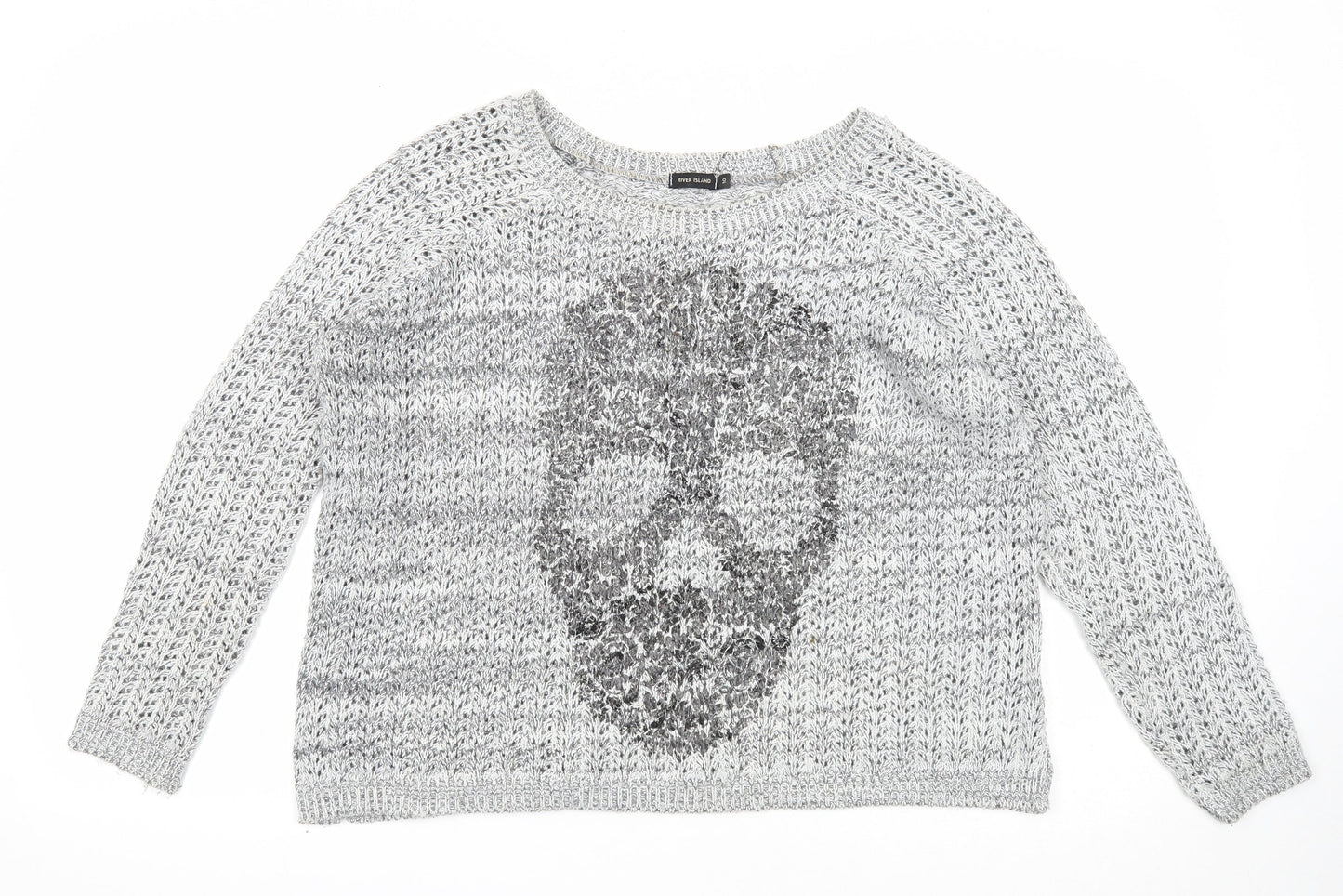 Womens UK Size 10 River Island Silver Pullover Jumper