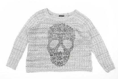 Womens UK Size 10 River Island Silver Pullover Jumper