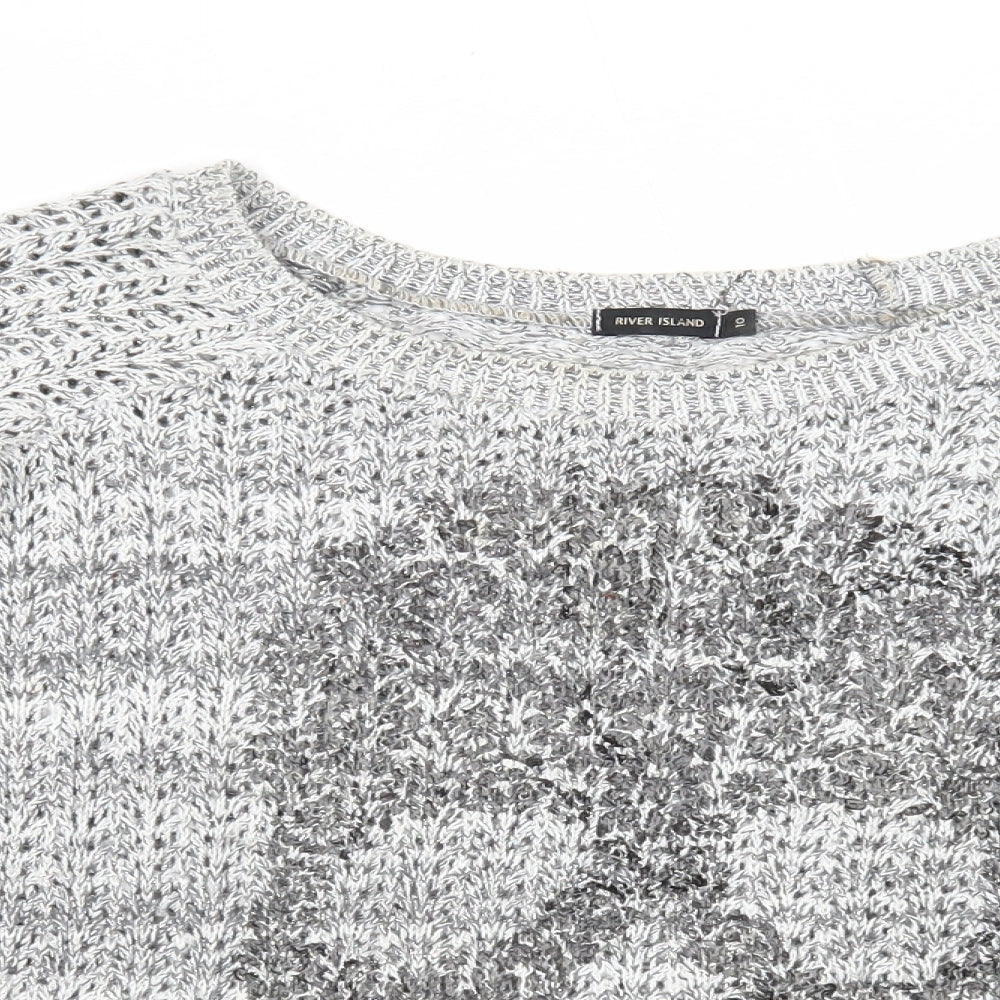 Womens UK Size 10 River Island Silver Pullover Jumper