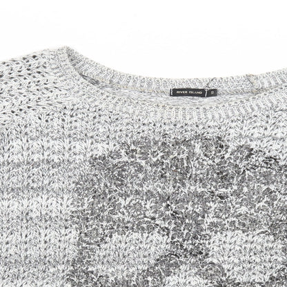 Womens UK Size 10 River Island Silver Pullover Jumper