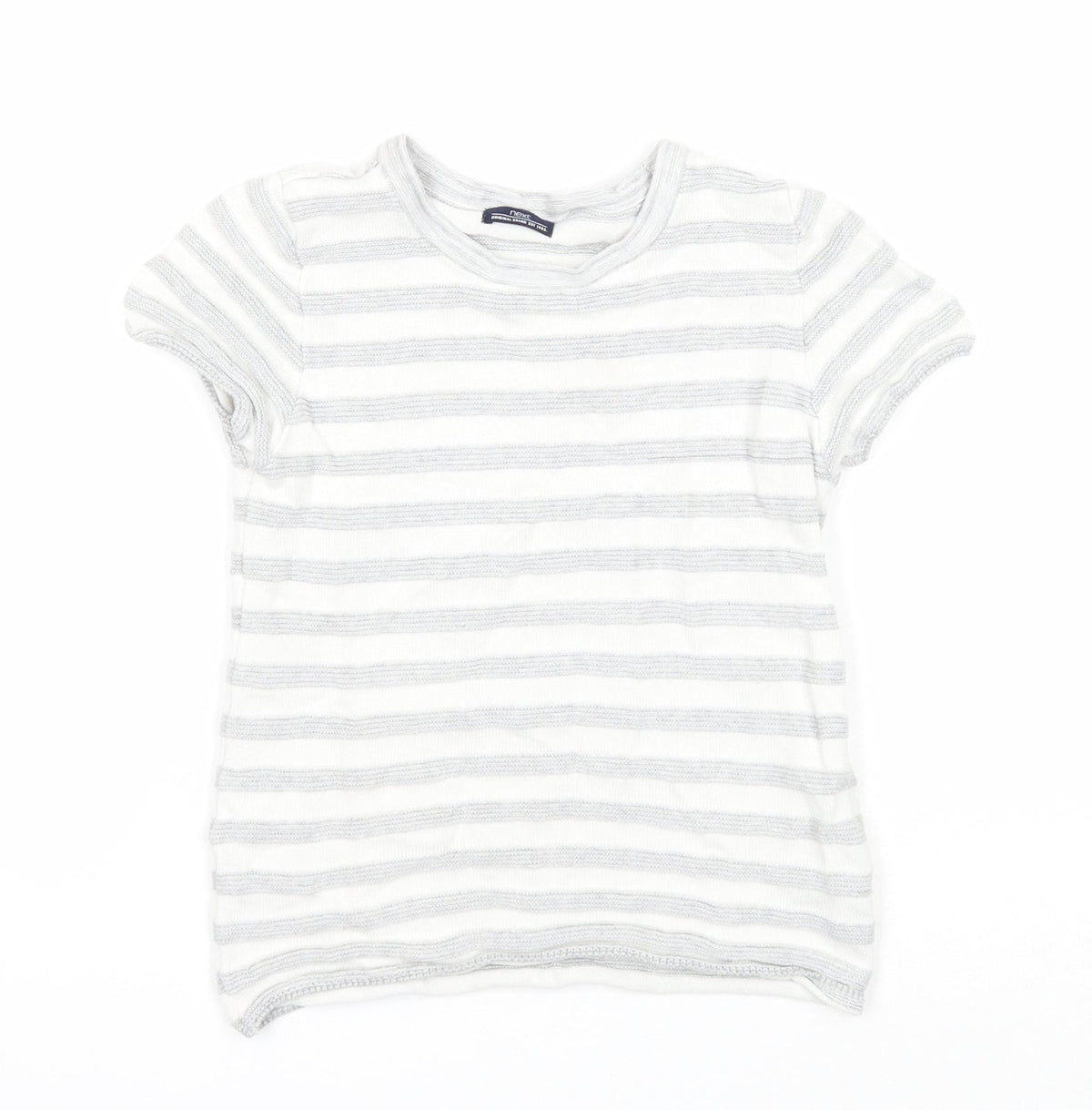 NEXT Boys White Round Neck Striped Cotton Pullover Jumper Size 2-3 Years Pullover
