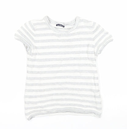 NEXT Boys White Round Neck Striped Cotton Pullover Jumper Size 2-3 Years Pullover