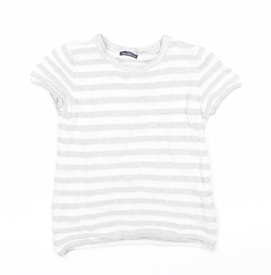 NEXT Boys White Round Neck Striped Cotton Pullover Jumper Size 2-3 Years Pullover
