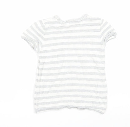 NEXT Boys White Round Neck Striped Cotton Pullover Jumper Size 2-3 Years Pullover