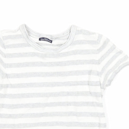 NEXT Boys White Round Neck Striped Cotton Pullover Jumper Size 2-3 Years Pullover