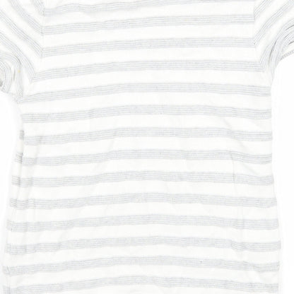 NEXT Boys White Round Neck Striped Cotton Pullover Jumper Size 2-3 Years Pullover