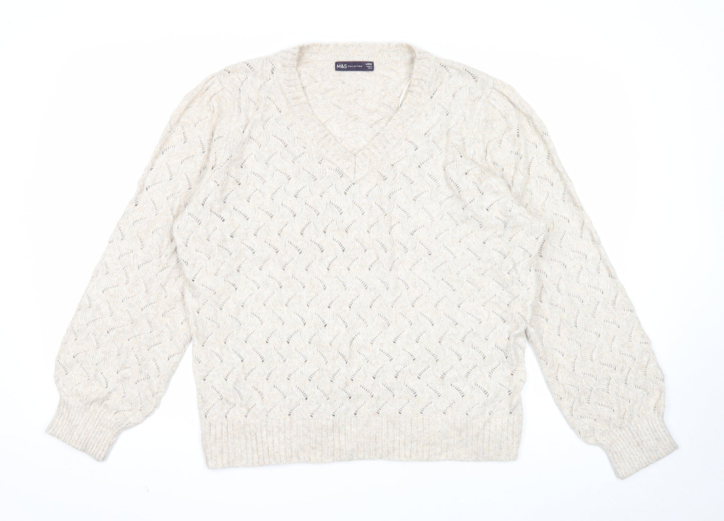 Womens UK Size L Marks and Spencer Beige Pullover Jumper