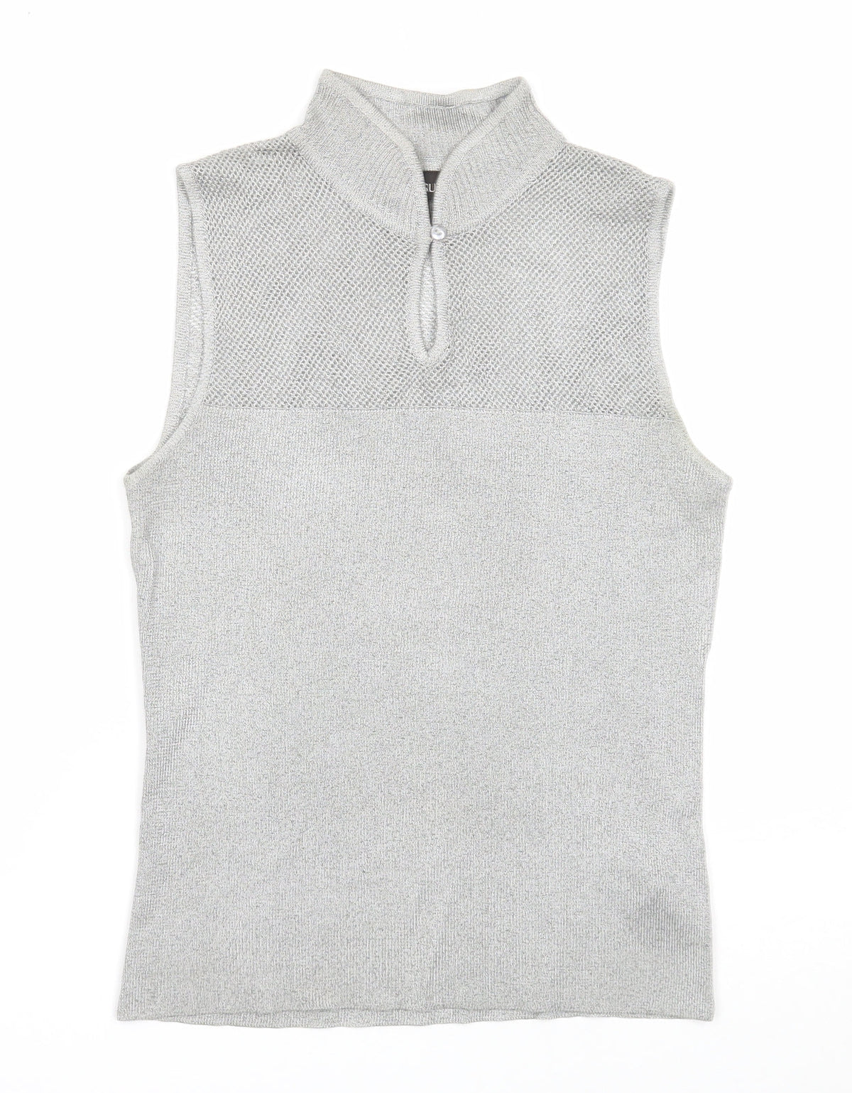 E'sensual Womens Grey Acetate Basic Tank Size M Mock Neck