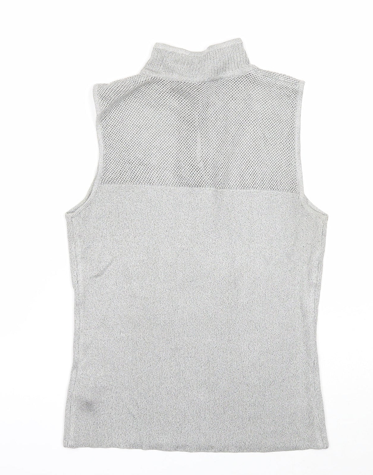 E'sensual Womens Grey Acetate Basic Tank Size M Mock Neck