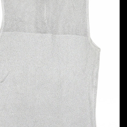 E'sensual Womens Grey Acetate Basic Tank Size M Mock Neck