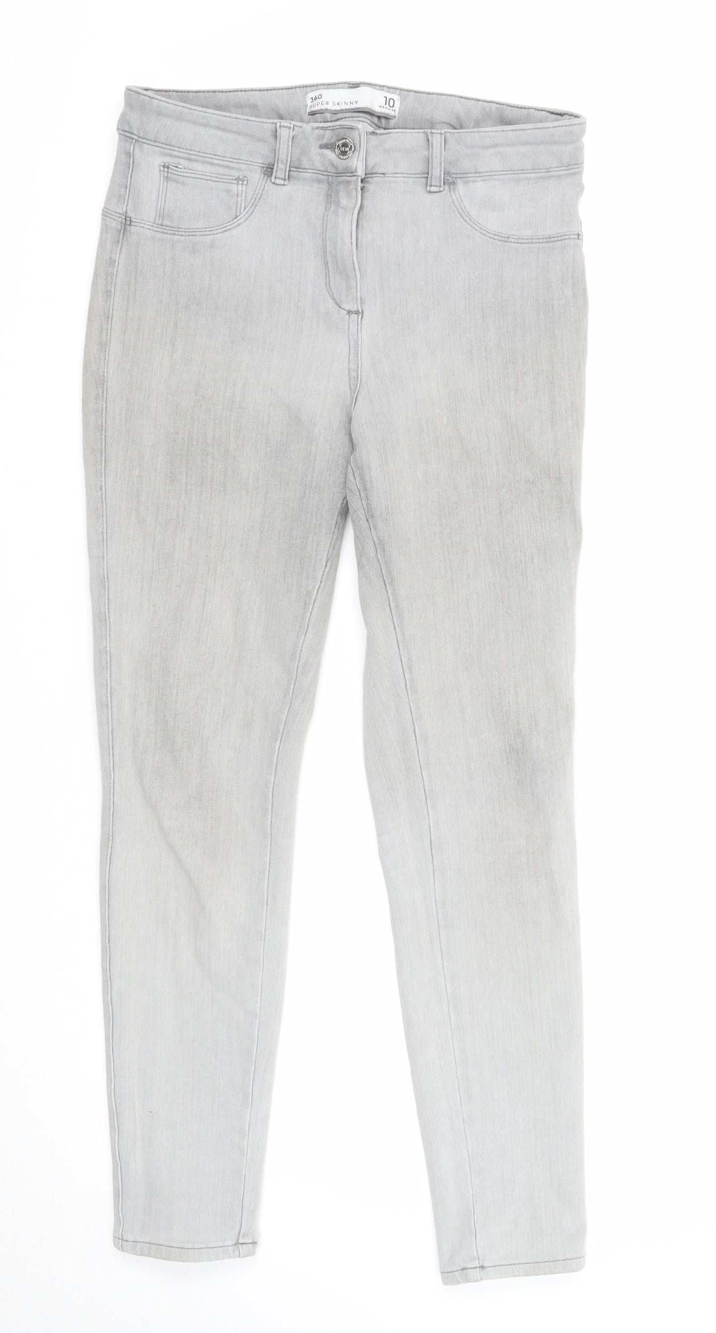 NEXT Womens Grey Cotton Skinny Jeans Size 10 Regular Zip