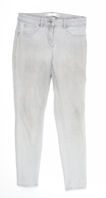 NEXT Womens Grey Cotton Skinny Jeans Size 10 Regular Zip