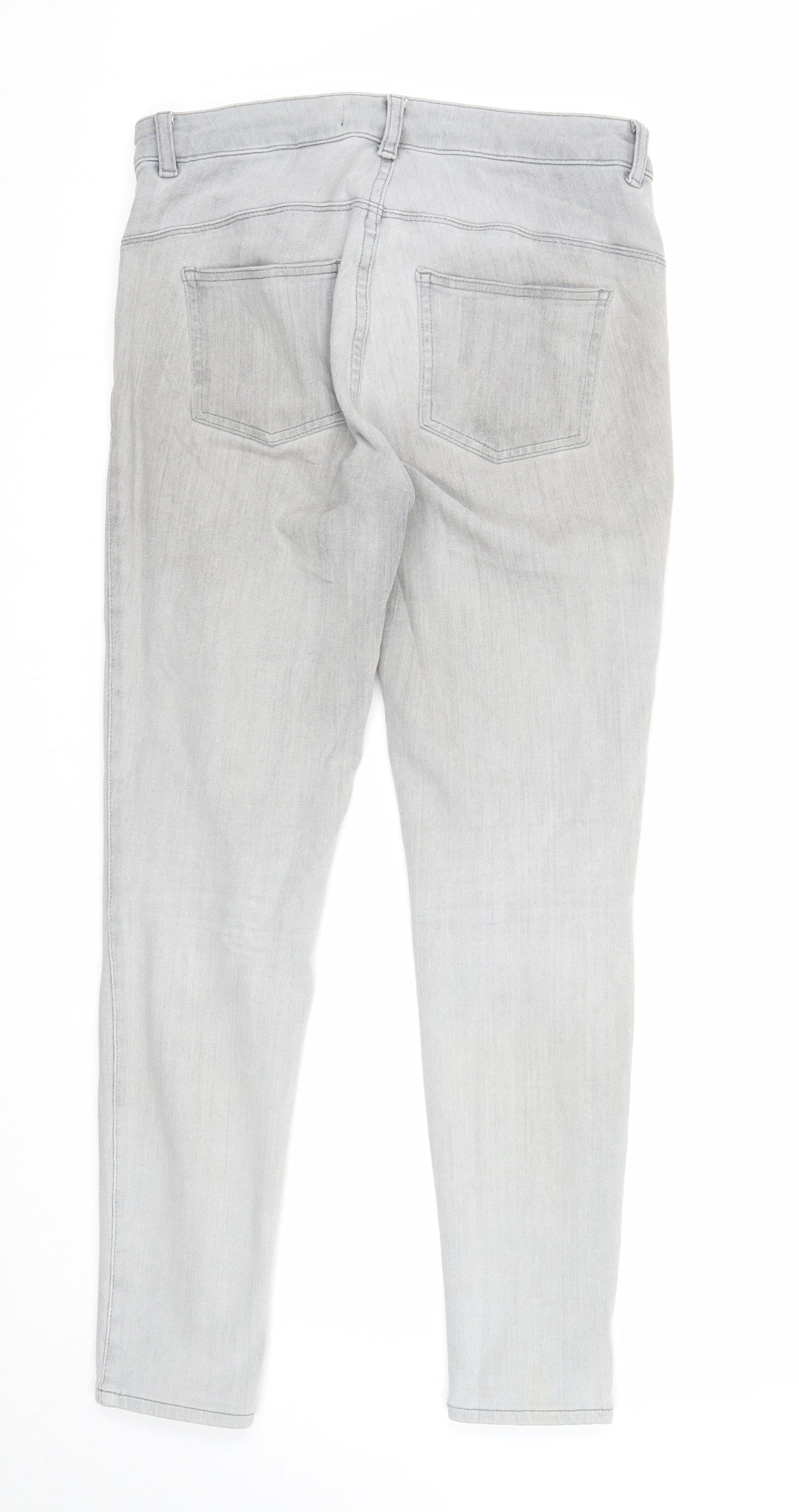 NEXT Womens Grey Cotton Skinny Jeans Size 10 Regular Zip