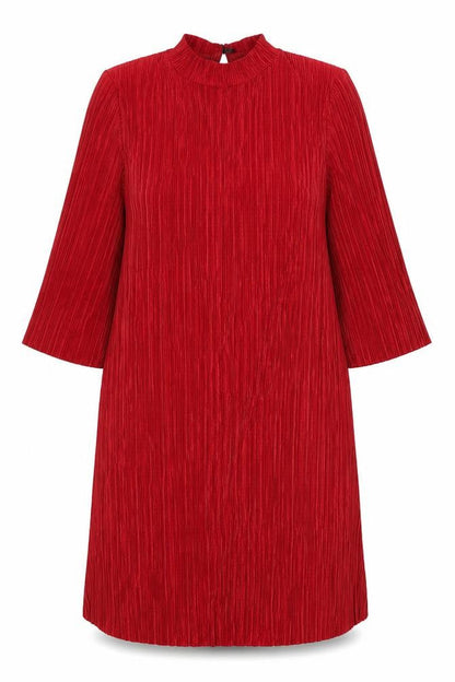 Boohoo Womens Red Polyester A-Line Size 12 Mock Neck Button