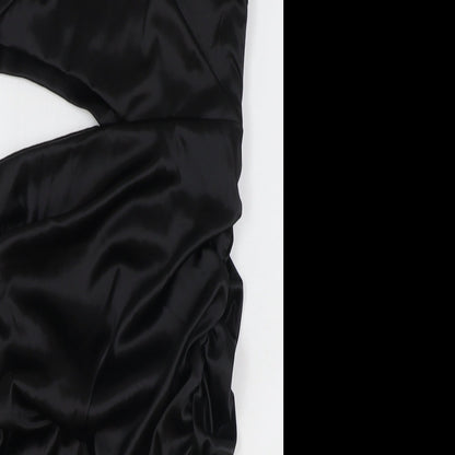 Missguided Womens Black Polyester Bodycon Size 10 V-Neck Zip