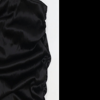 Missguided Womens Black Polyester Bodycon Size 10 V-Neck Zip