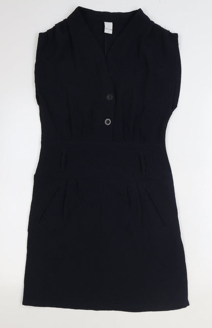 VILA Womens Blue Polyester Shift Size M V-Neck Pullover