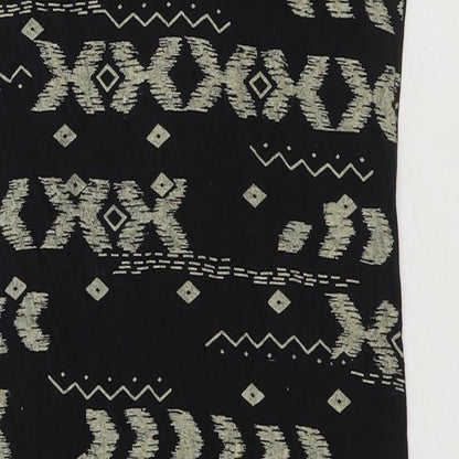 Primark Womens Black Geometric Polyester Pencil Dress Size 10 Boat Neck Pullover