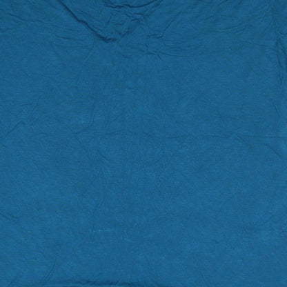 Giveupp Womens Blue Viscose Basic T-Shirt One Size V-Neck