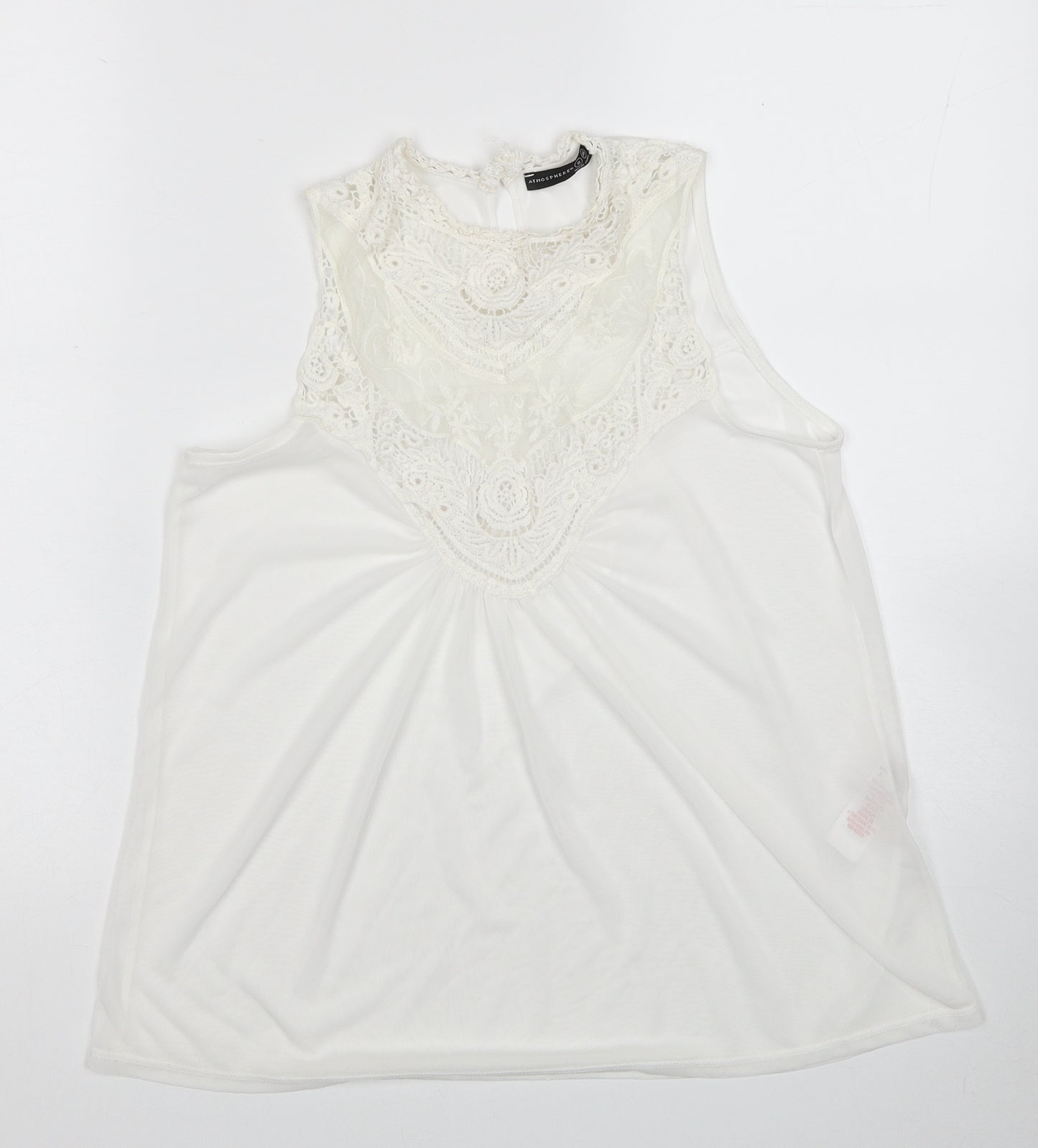 Atmosphere Womens White Polyester Basic Tank Size 8 Scoop Neck