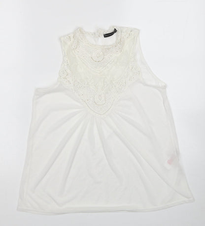 Atmosphere Womens White Polyester Basic Tank Size 8 Scoop Neck