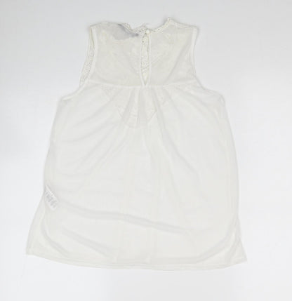 Atmosphere Womens White Polyester Basic Tank Size 8 Scoop Neck