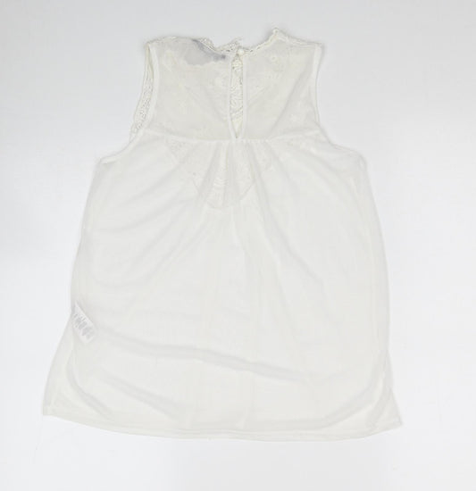 Atmosphere Womens White Polyester Basic Tank Size 8 Scoop Neck