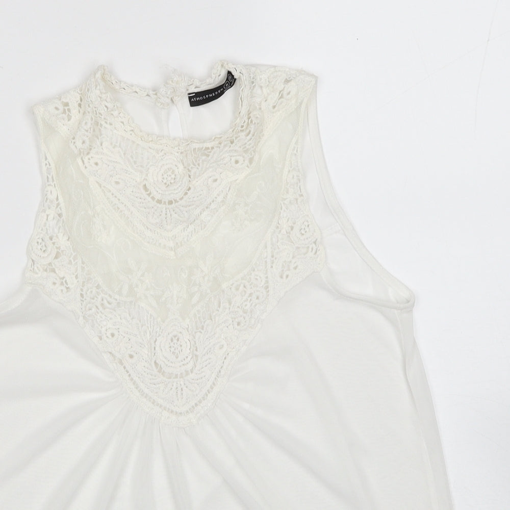 Atmosphere Womens White Polyester Basic Tank Size 8 Scoop Neck