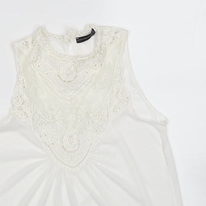 Atmosphere Womens White Polyester Basic Tank Size 8 Scoop Neck