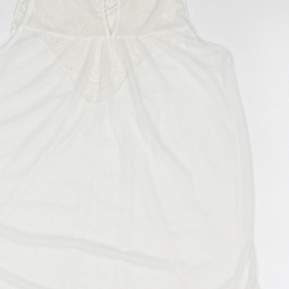 Atmosphere Womens White Polyester Basic Tank Size 8 Scoop Neck