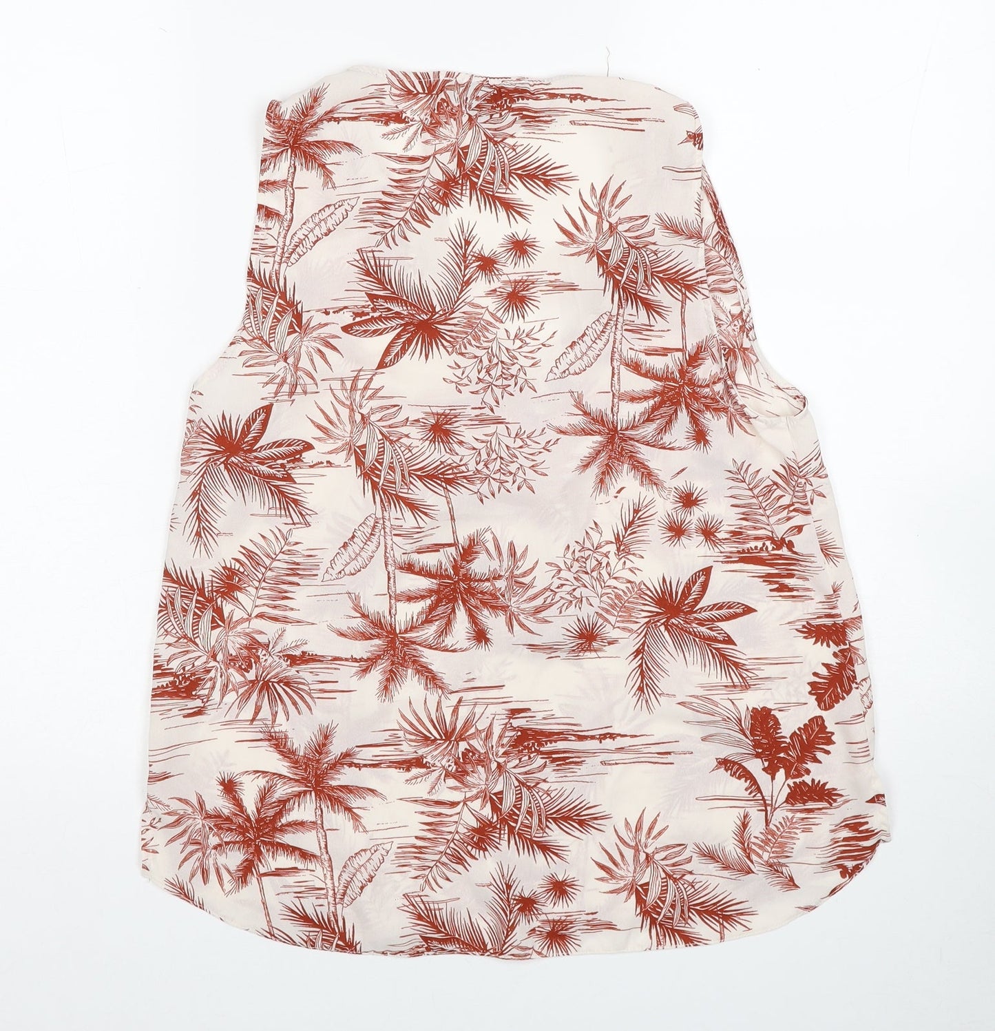 Atmosphere Womens Red Geometric Polyester Basic Tank Size 12 V-Neck - Palm Tree Print