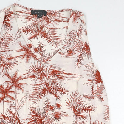 Atmosphere Womens Red Geometric Polyester Basic Tank Size 12 V-Neck - Palm Tree Print