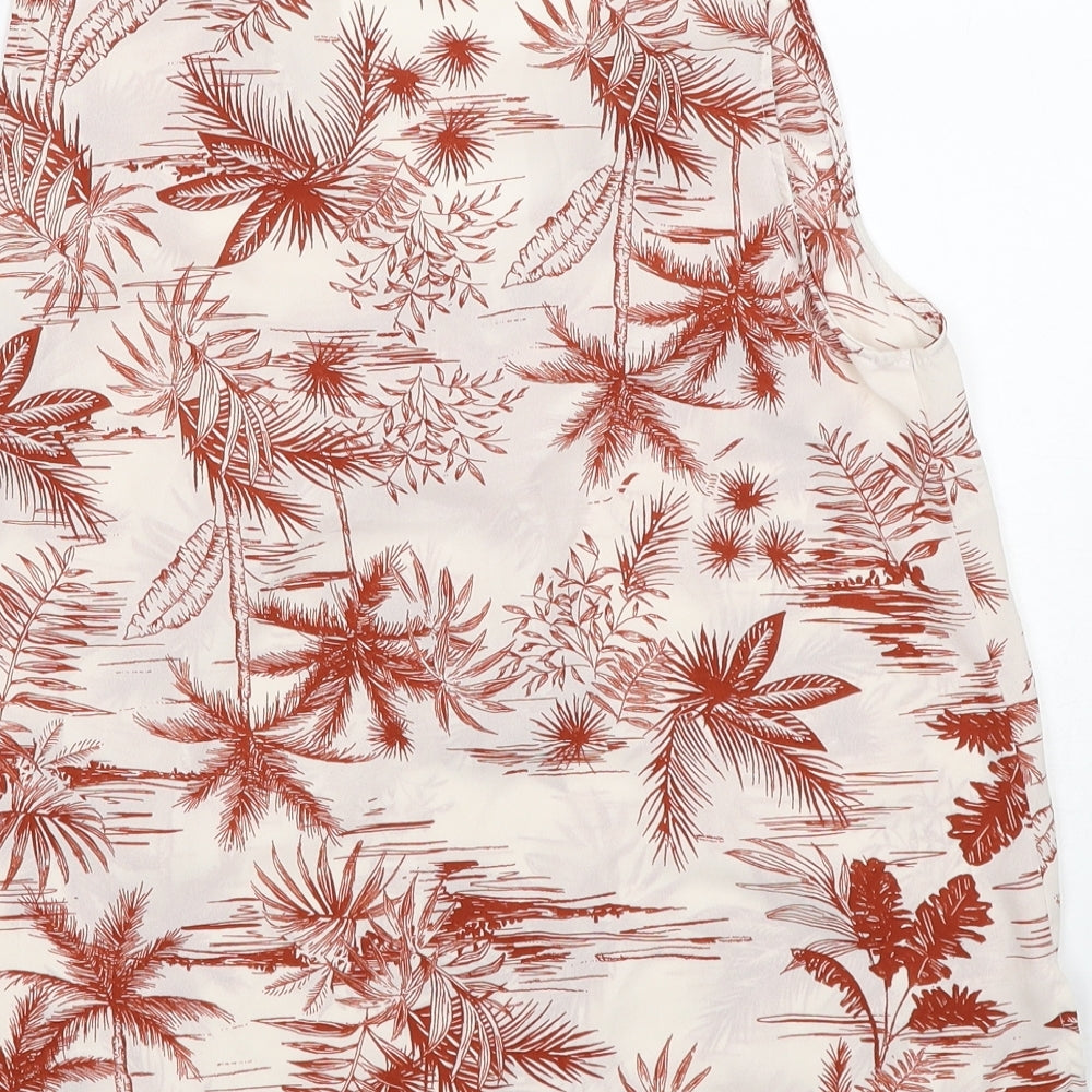 Atmosphere Womens Red Geometric Polyester Basic Tank Size 12 V-Neck - Palm Tree Print