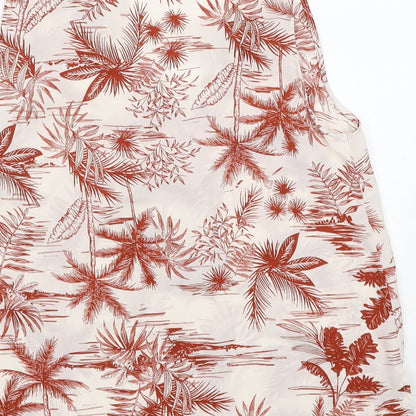 Atmosphere Womens Red Geometric Polyester Basic Tank Size 12 V-Neck - Palm Tree Print