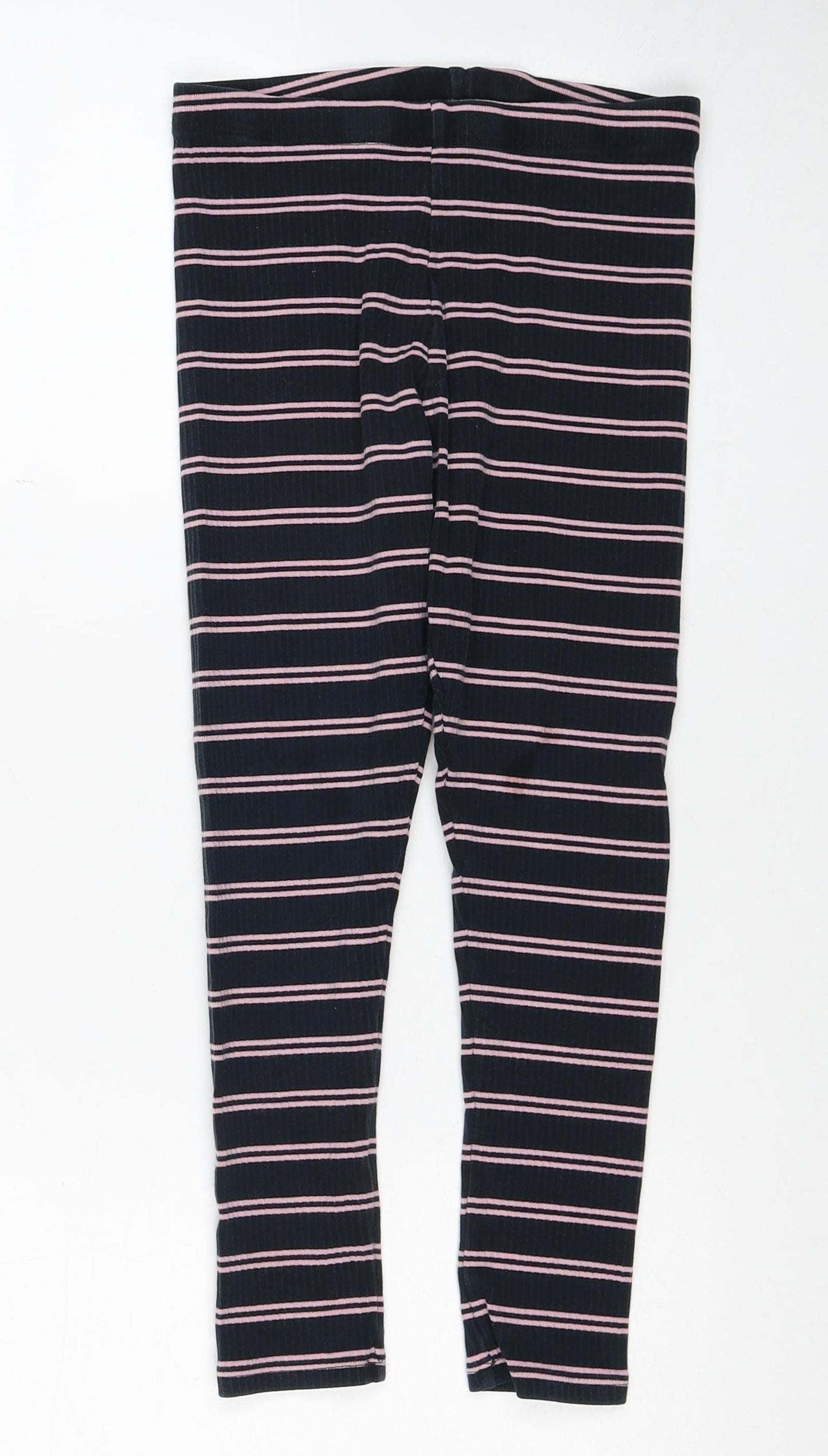 NEXT Girls Blue Striped Cotton Jogger Trousers Size 9 Months Regular Pullover - Leggings