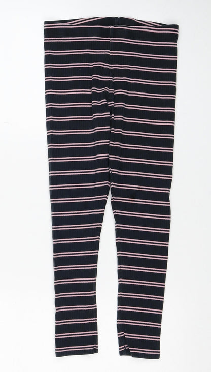 NEXT Girls Blue Striped Cotton Jogger Trousers Size 9 Months Regular Pullover - Leggings
