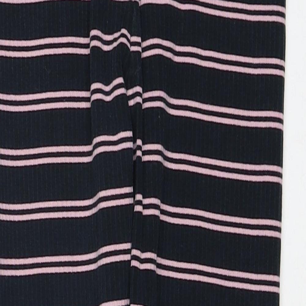 NEXT Girls Blue Striped Cotton Jogger Trousers Size 9 Months Regular Pullover - Leggings
