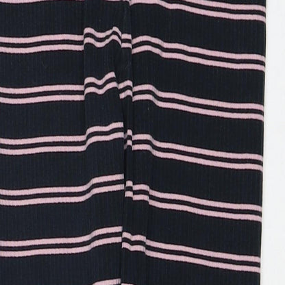 NEXT Girls Blue Striped Cotton Jogger Trousers Size 9 Months Regular Pullover - Leggings