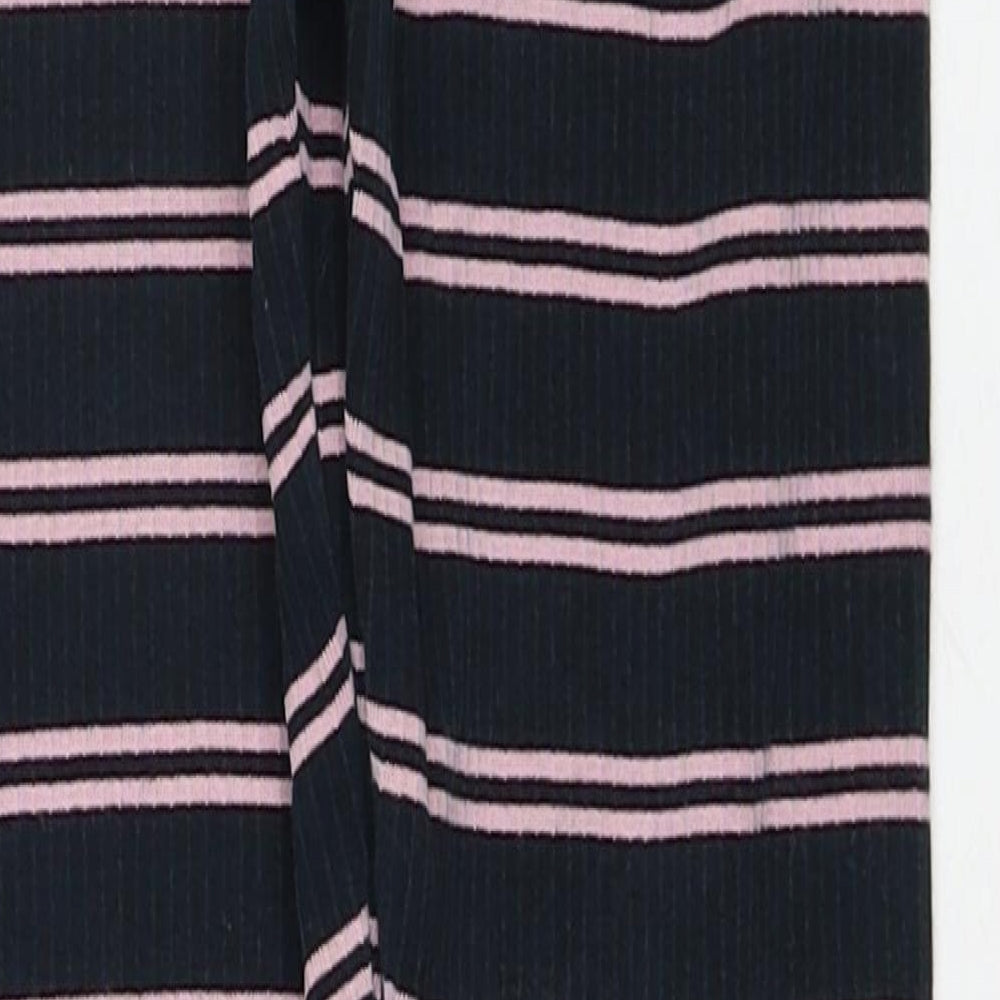 NEXT Girls Blue Striped Cotton Jogger Trousers Size 9 Months Regular Pullover - Leggings