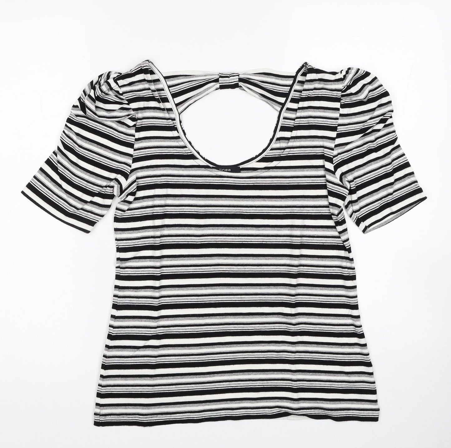 Womens UK Size M Linea Black Basic T-Shirt