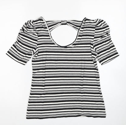 Womens UK Size M Linea Black Basic T-Shirt