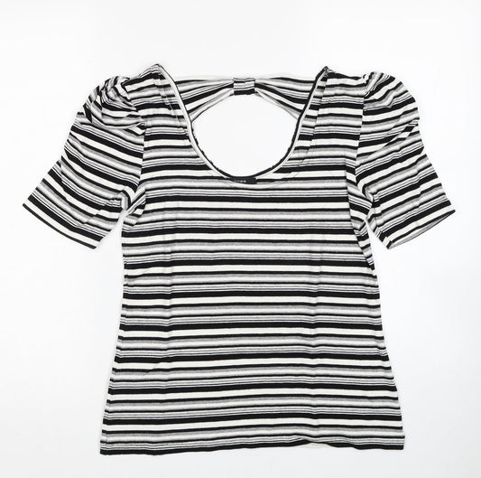 Womens UK Size M Linea Black Basic T-Shirt