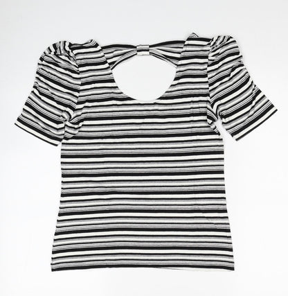 Womens UK Size M Linea Black Basic T-Shirt