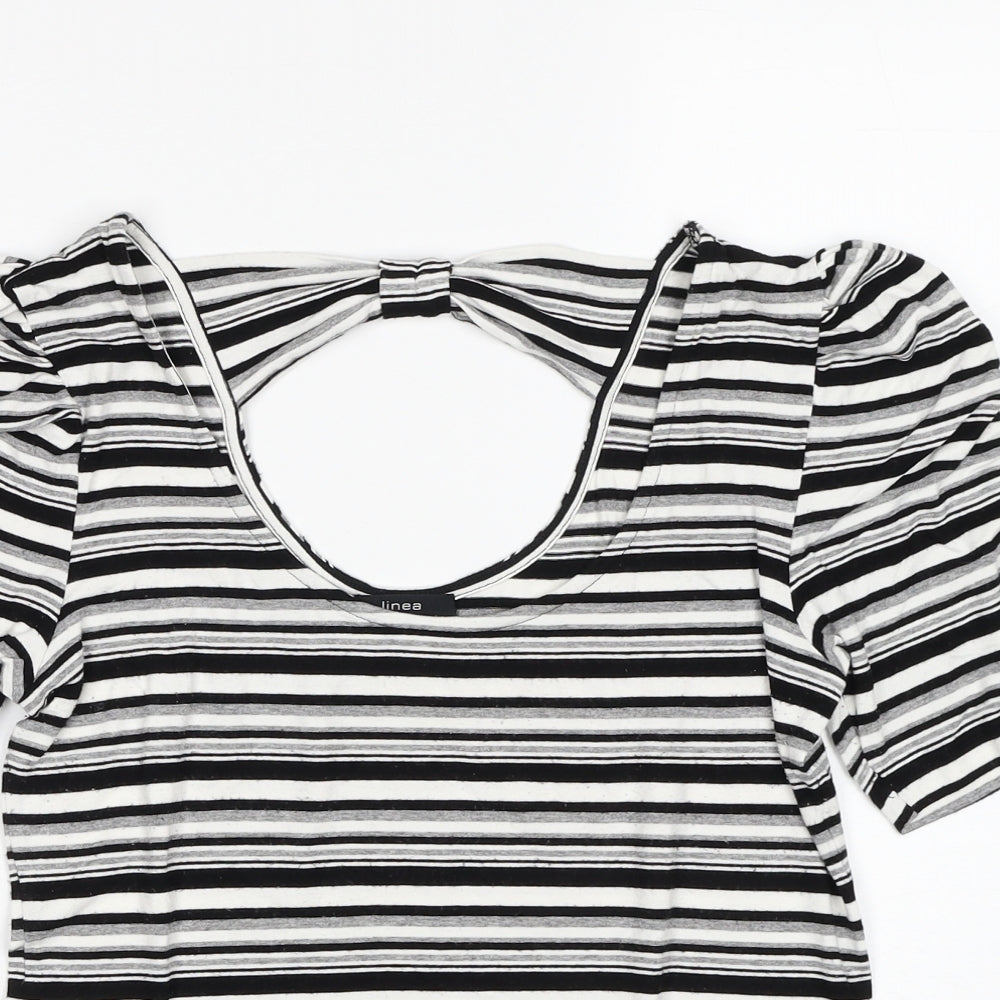 Womens UK Size M Linea Black Basic T-Shirt