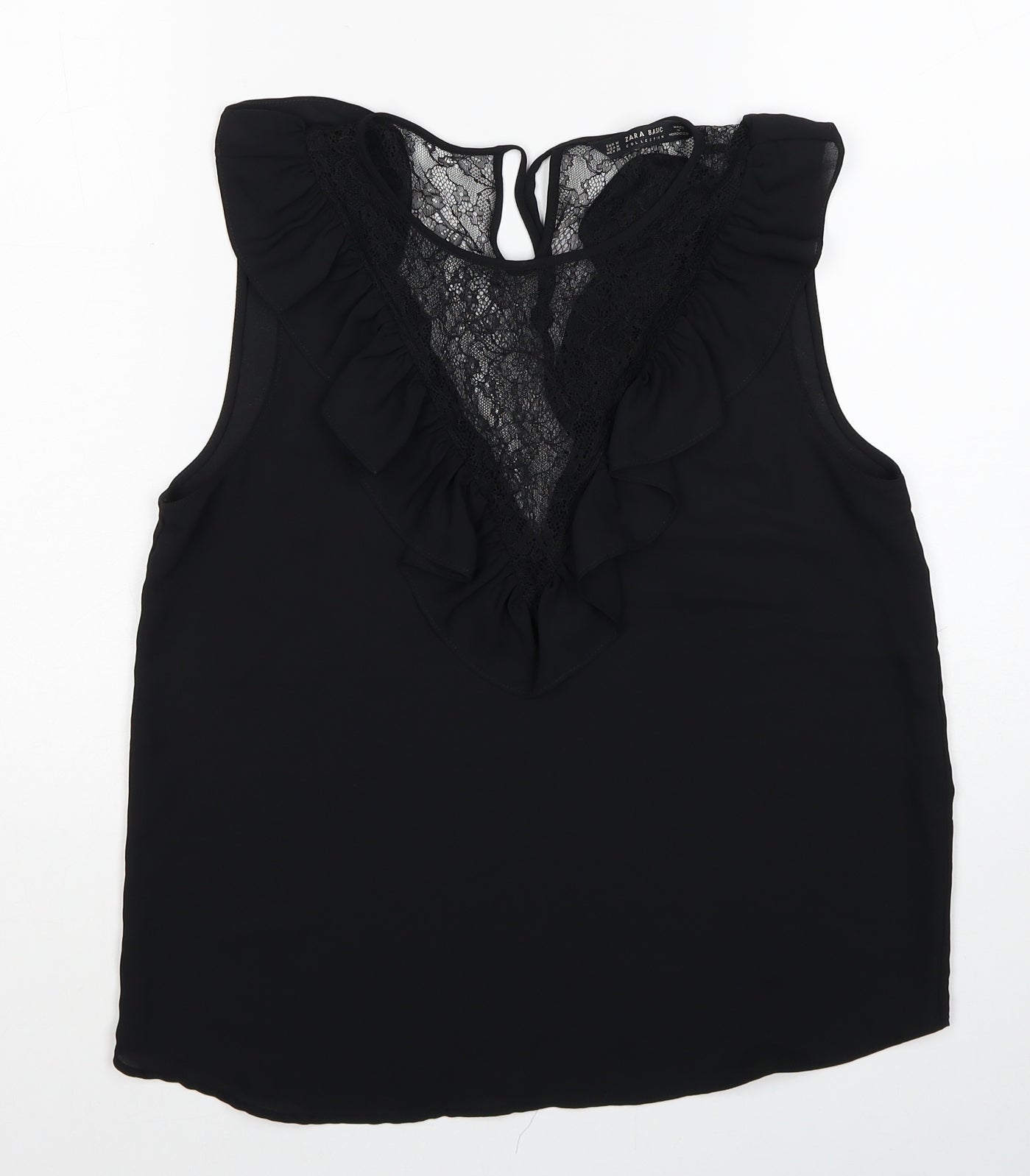 Womens UK Size M Zara Black Basic Blouse