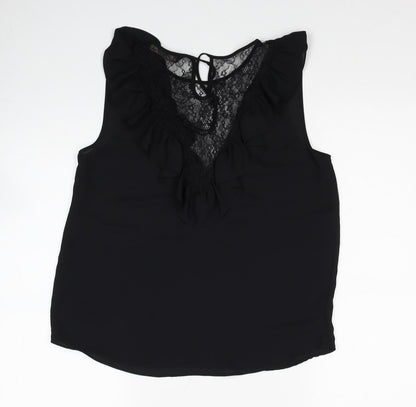 Womens UK Size M Zara Black Basic Blouse